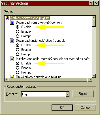 IE Restricted Sites zone: Custom